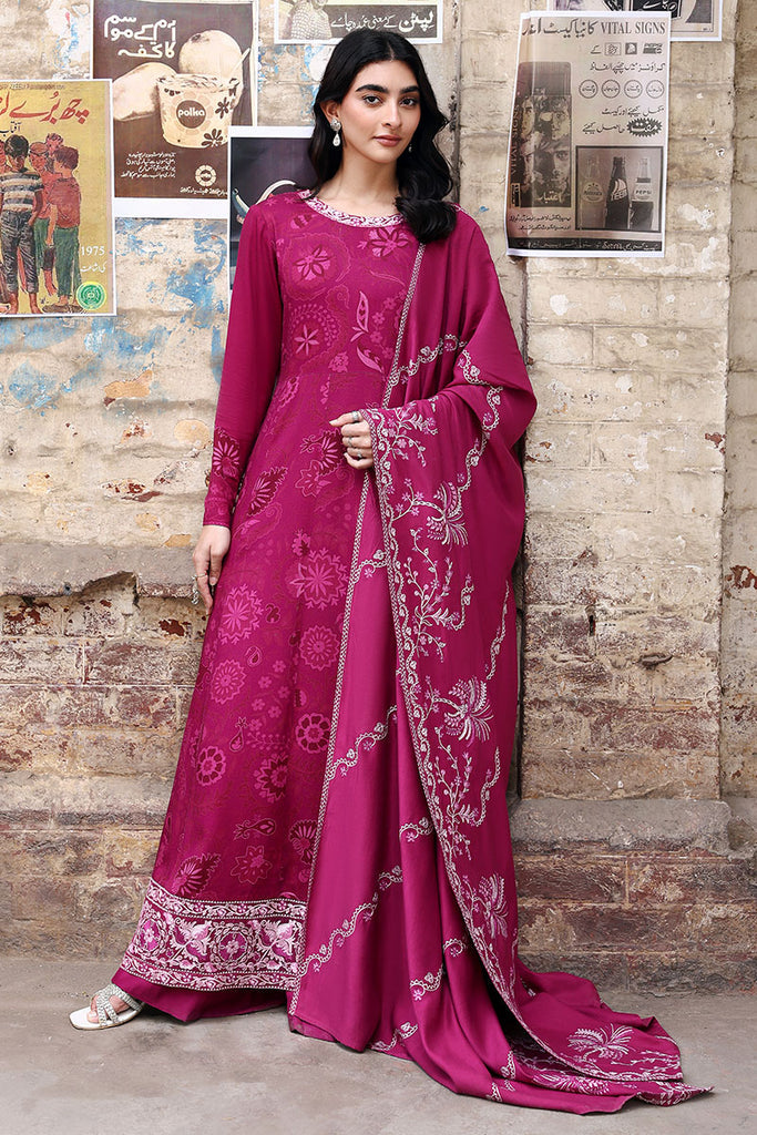 Cross Stitch Embroidered Marina Unstitched 3Pc Suit D-11 Fuchsia Thread