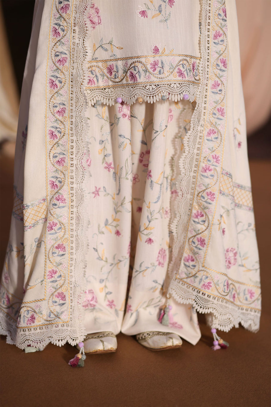 Cross Stitch Embroidered Khaddar Unstitched 3Pc Suit - ALABASTER BLOOM