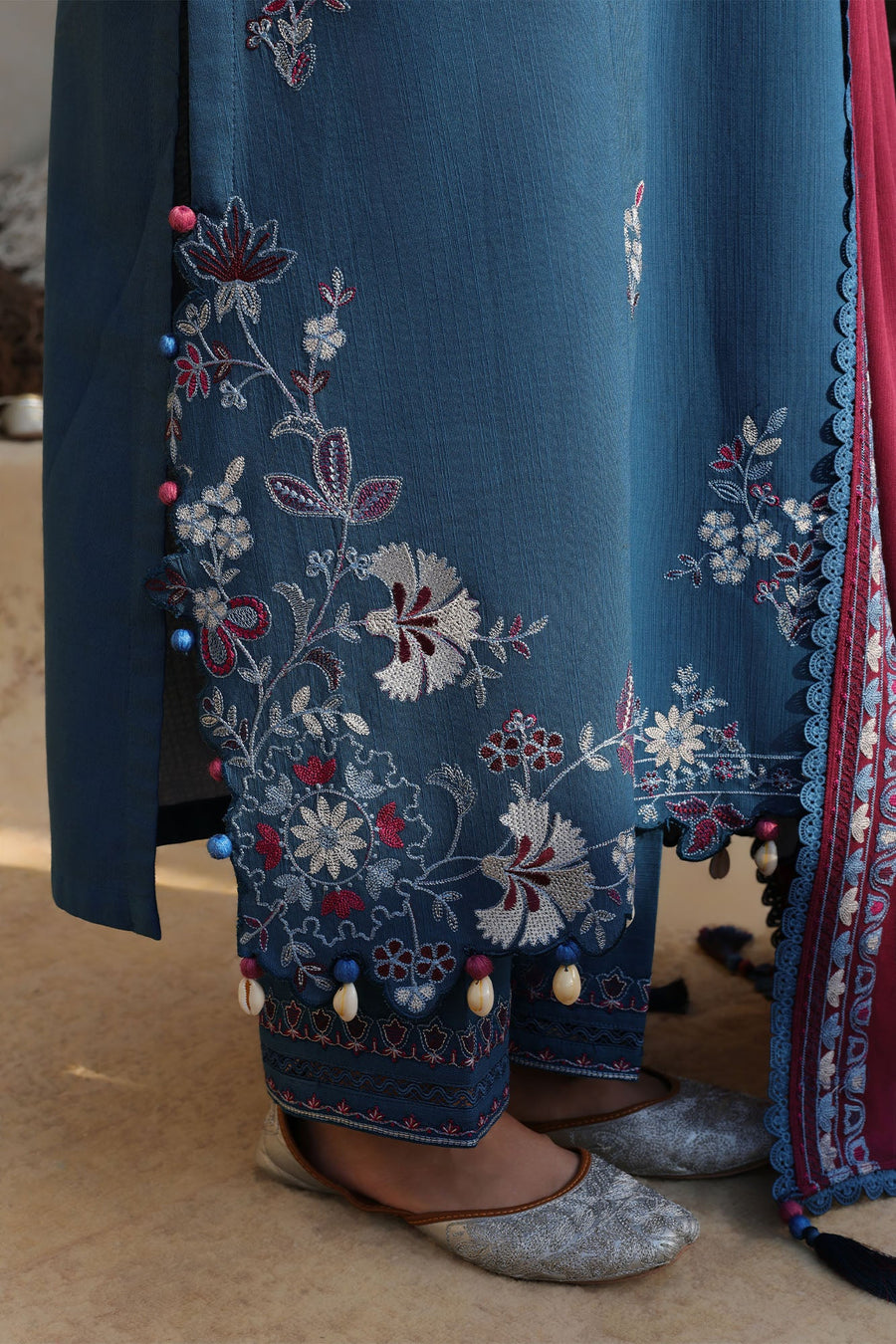 Cross Stitch Embroidered Khaddar Unstitched 3Pc Suit - OCEAN REVERIE