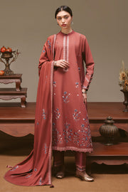 Cross Stitch Embroidered Khaddar Unstitched 3Pc Suit - AMBER TAPESTRY