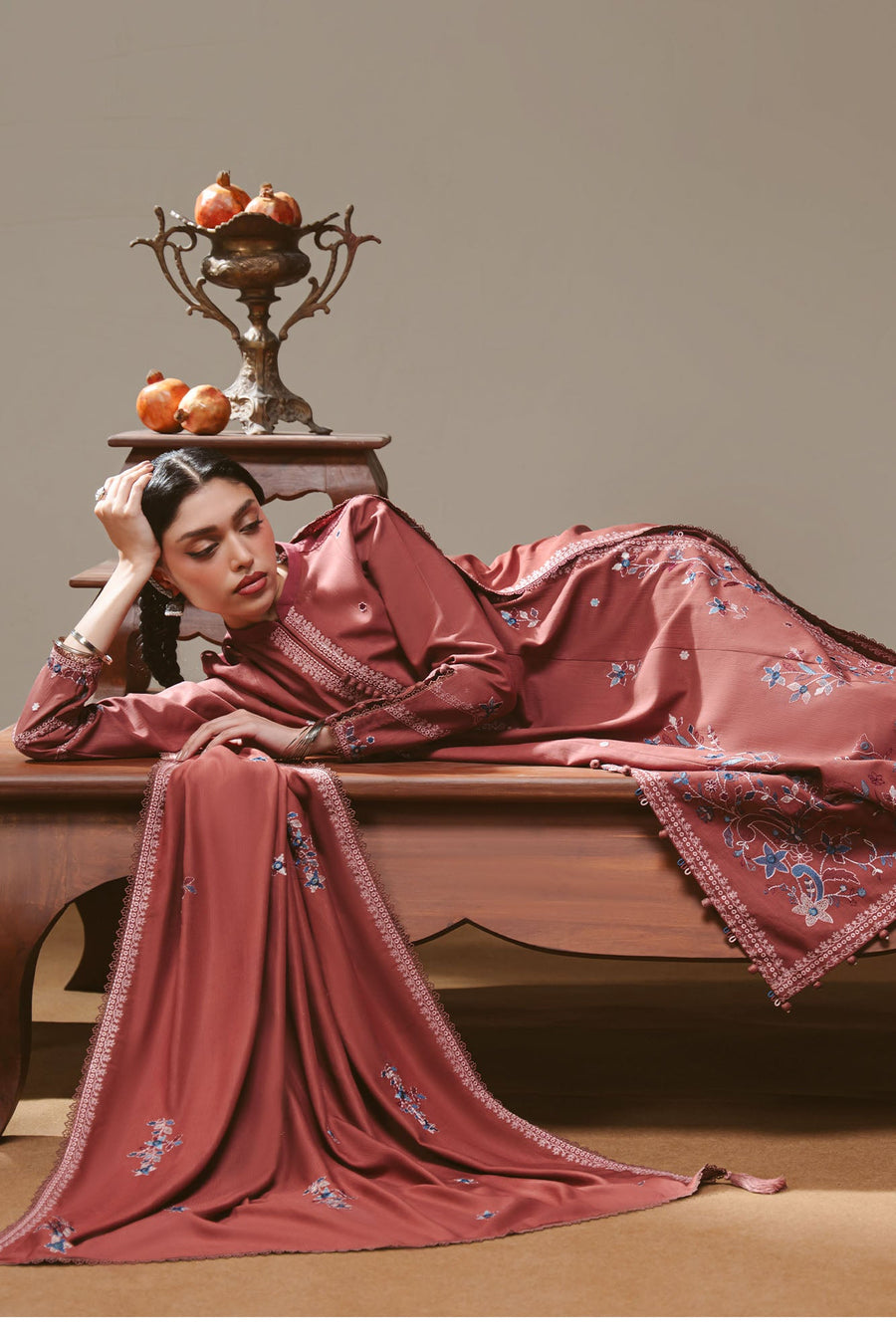 Cross Stitch Embroidered Khaddar Unstitched 3Pc Suit - AMBER TAPESTRY