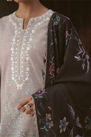 Cross Stitch Embroidered Khaddar Unstitched 3Pc Suit - PETAL HAZE