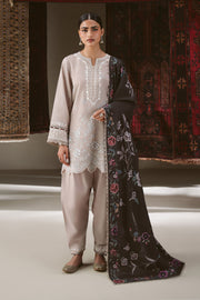 Cross Stitch Embroidered Khaddar Unstitched 3Pc Suit - PETAL HAZE