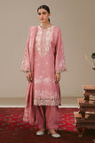 Cross Stitch Embroidered Khaddar Unstitched 3Pc Suit - PINK ALLURE