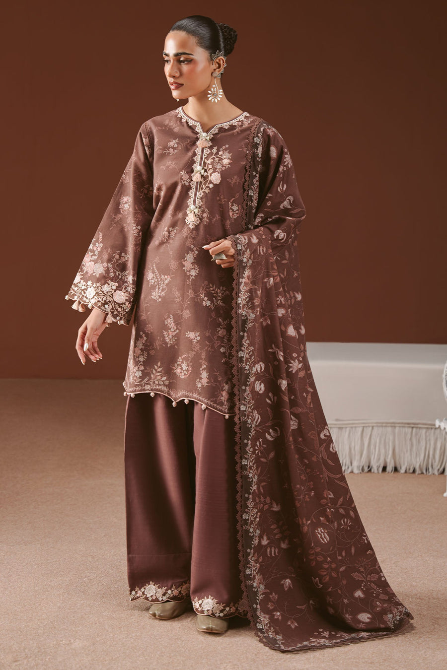 Cross Stitch Embroidered Khaddar Unstitched 3Pc Suit - SHADOW TALE