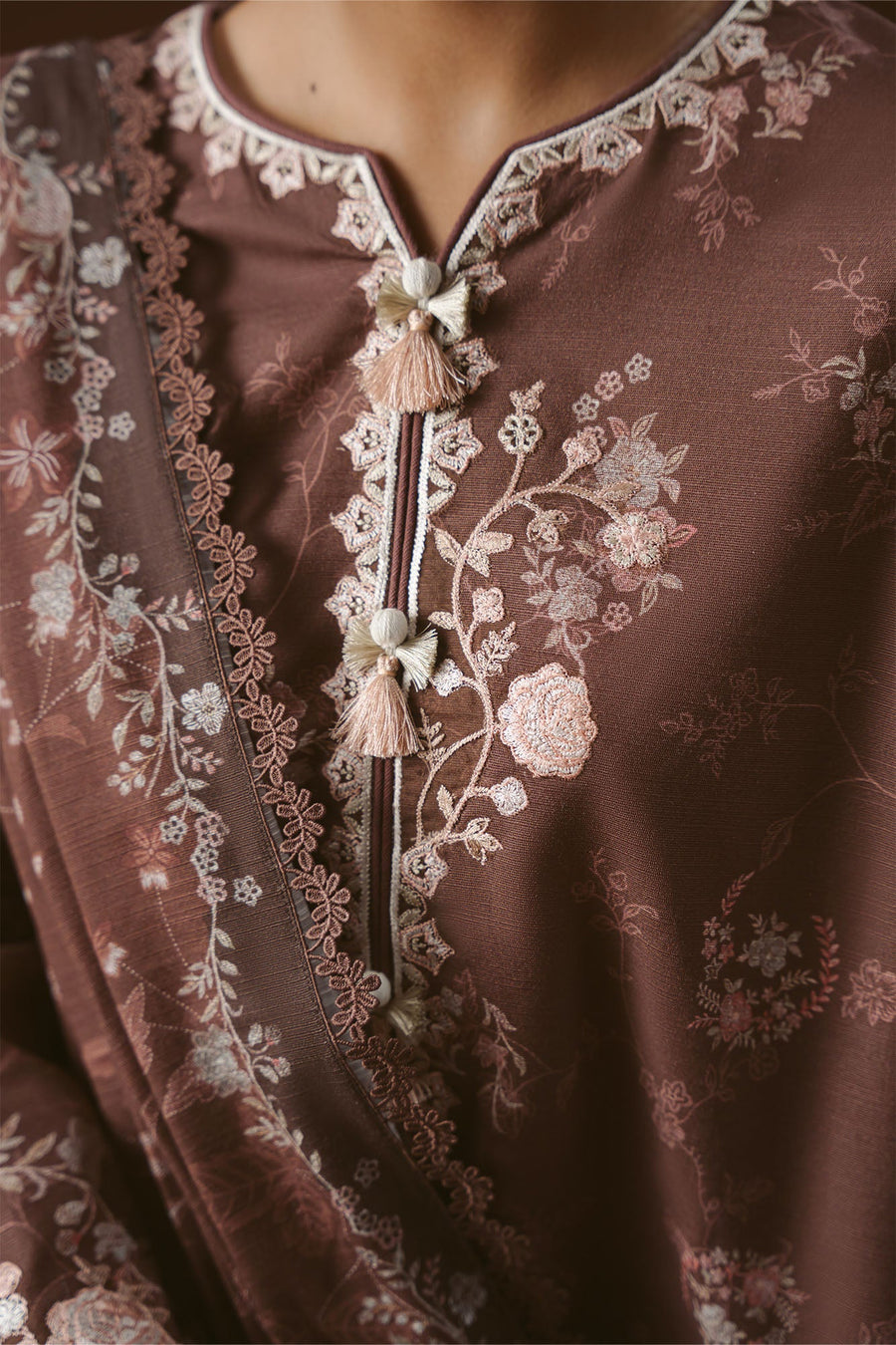Cross Stitch Embroidered Khaddar Unstitched 3Pc Suit - SHADOW TALE