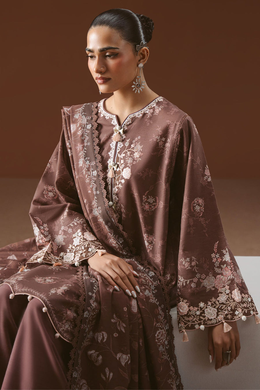 Cross Stitch Embroidered Khaddar Unstitched 3Pc Suit - SHADOW TALE