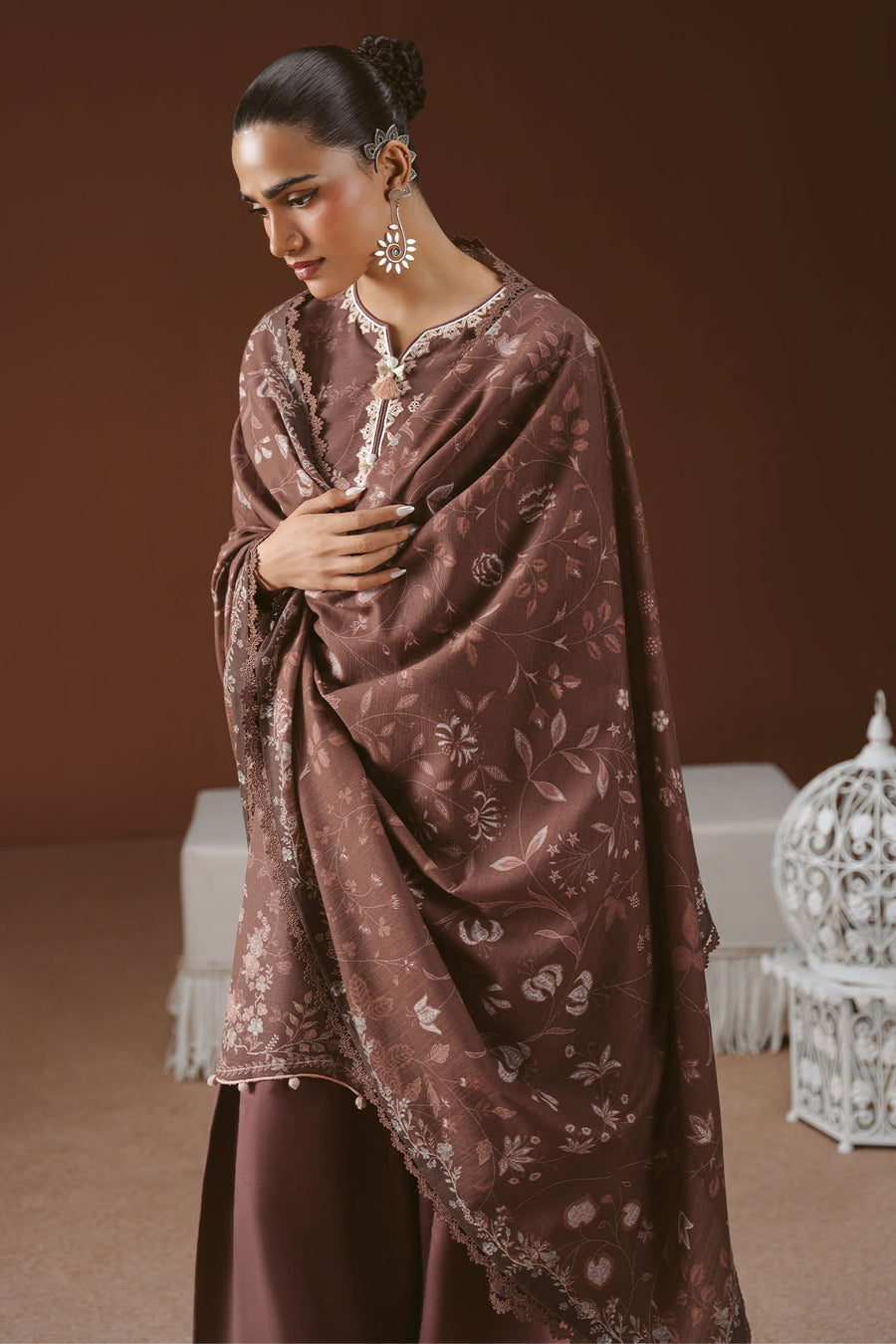 Cross Stitch Embroidered Khaddar Unstitched 3Pc Suit - SHADOW TALE