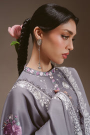 Cross Stitch Embroidered Linen Unstitched 3Pc Suit - VIOLET HAZE