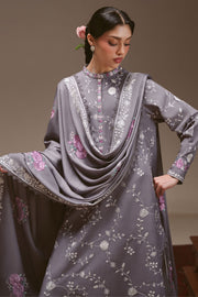Cross Stitch Embroidered Linen Unstitched 3Pc Suit - VIOLET HAZE