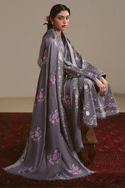 Cross Stitch Embroidered Linen Unstitched 3Pc Suit - VIOLET HAZE