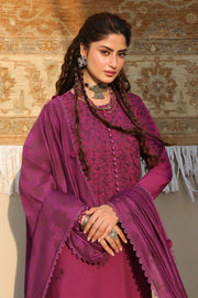 Cross Stitch Embroidered Linen Unstitched 3Pc Suit - VELVET FUCHSIA