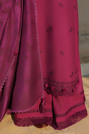 Cross Stitch Embroidered Linen Unstitched 3Pc Suit - VELVET FUCHSIA