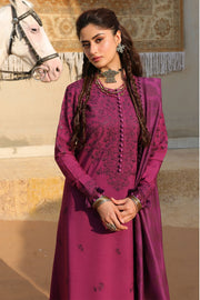 Cross Stitch Embroidered Linen Unstitched 3Pc Suit - VELVET FUCHSIA