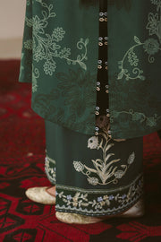 Cross Stitch Embroidered Linen Unstitched 3Pc Suit - MEADOW GREEN