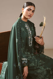 Cross Stitch Embroidered Linen Unstitched 3Pc Suit - MEADOW GREEN