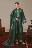 Cross Stitch Embroidered Linen Unstitched 3Pc Suit - MEADOW GREEN