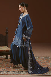 Cross Stitch Embroidered Linen Unstitched 3Pc Suit - MISTED TEAL