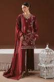 Cross Stitch Embroidered Linen Unstitched 3Pc Suit - SCARLET INK