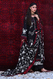 Cross Stitch Embroidered Marina Unstitched 3Pc Suit - RAVEN ORCHID