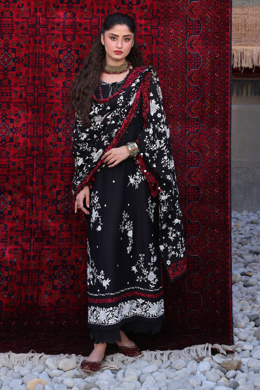 Cross Stitch Embroidered Marina Unstitched 3Pc Suit - RAVEN ORCHID