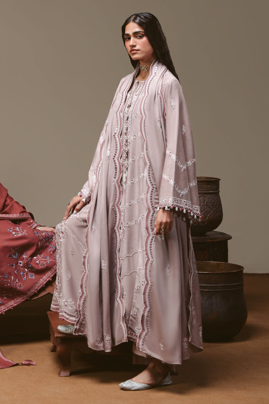 Cross Stitch Embroidered Marina Unstitched 3Pc Suit - PETAL SYMPHONY