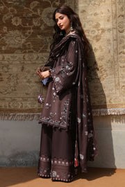 Cross Stitch Embroidered Marina Unstitched 3Pc Suit - DEEP WALNUT