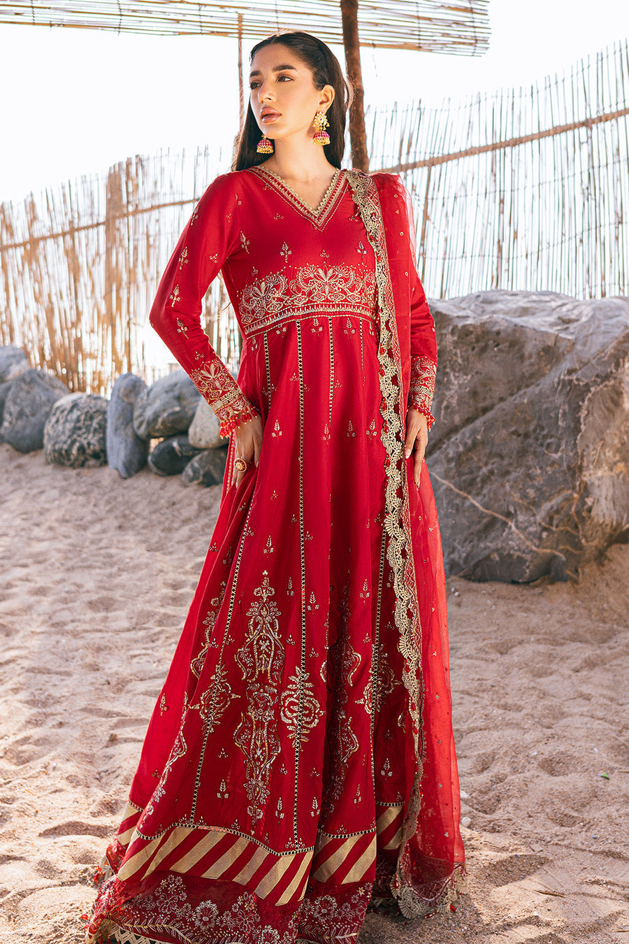 Zarposh Sagar Kinaray Embroidered Lawn Unstitched 3Pc Suit - Ghazal