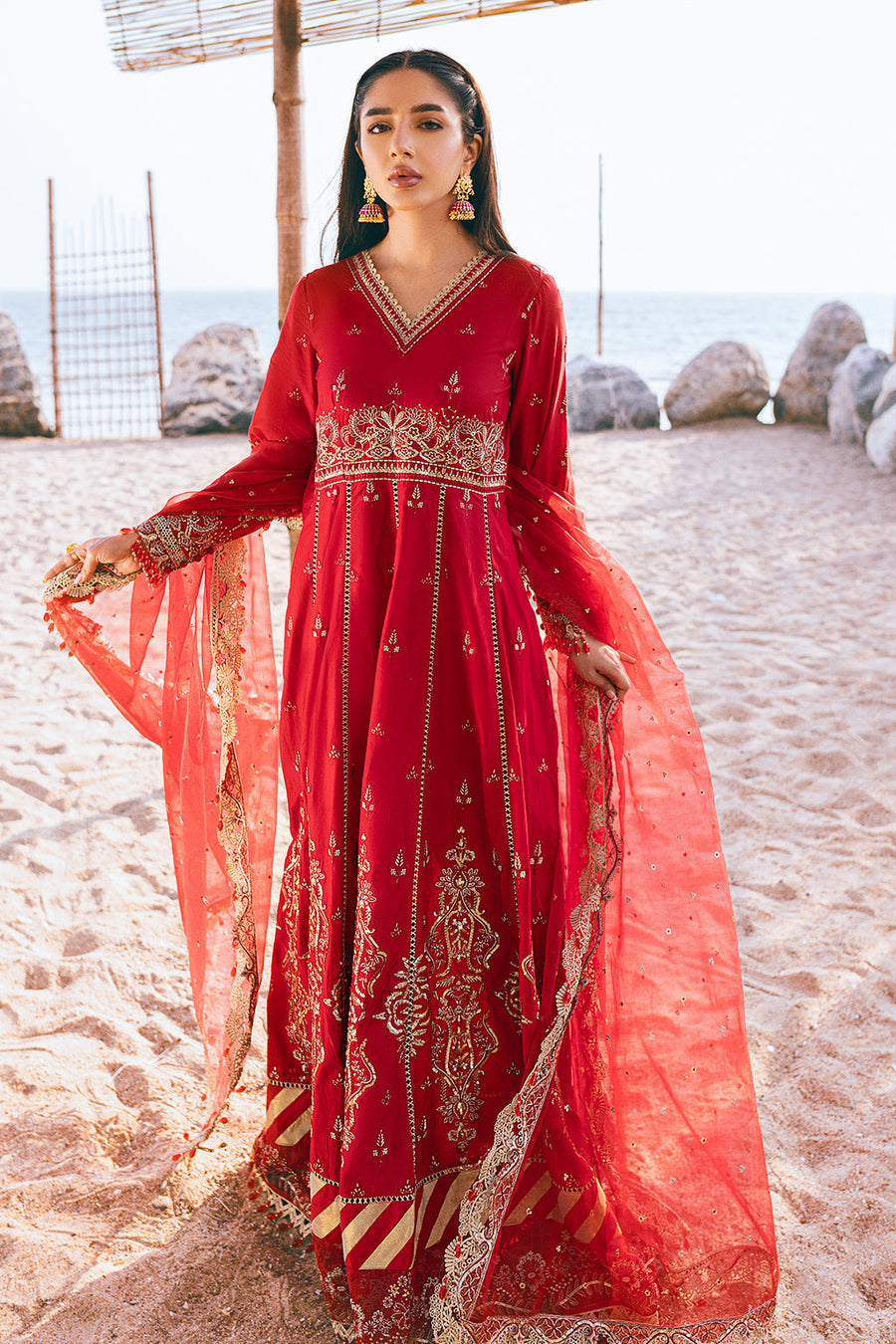 Zarposh Sagar Kinaray Embroidered Lawn Unstitched 3Pc Suit - Ghazal