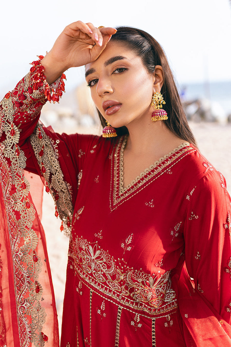Zarposh Sagar Kinaray Embroidered Lawn Unstitched 3Pc Suit - Ghazal