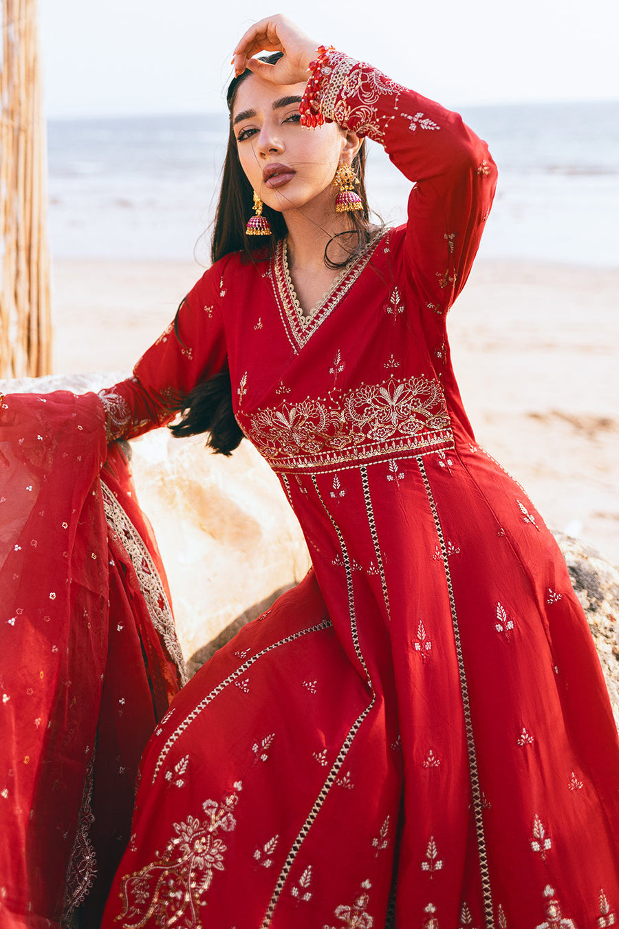 Zarposh Sagar Kinaray Embroidered Lawn Unstitched 3Pc Suit - Ghazal