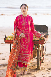 Zarposh Sagar Kinaray Embroidered Lawn Unstitched 3Pc Suit - Zinnia