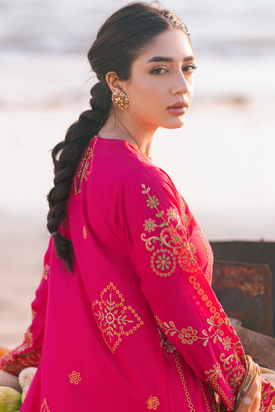 Zarposh Sagar Kinaray Embroidered Lawn Unstitched 3Pc Suit - Zinnia