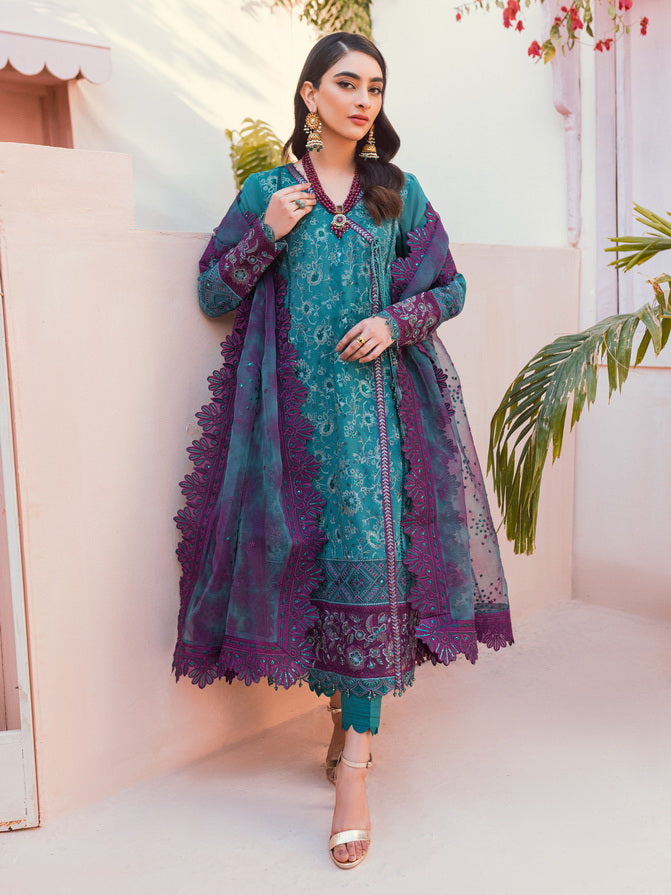 NUREH Exclusive Embroidered Swiss Lawn Unstitched 3 Piece Suit NS-81