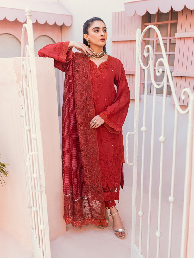 NUREH Exclusive Embroidered Swiss Lawn Unstitched 3 Piece Suit NS-83