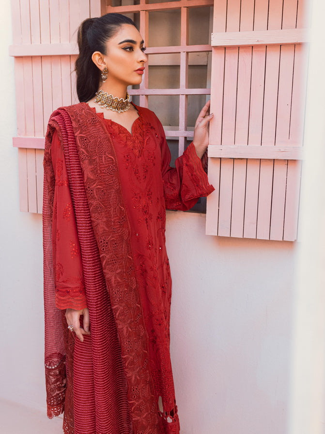 NUREH Exclusive Embroidered Swiss Lawn Unstitched 3 Piece Suit NS-83