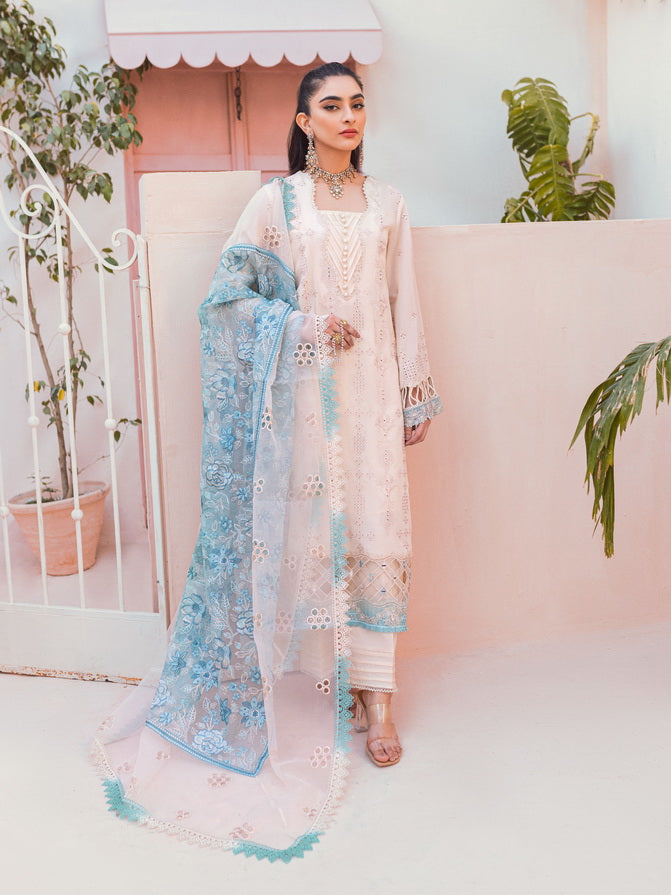 NUREH Exclusive Embroidered Swiss Lawn Unstitched 3 Piece Suit NS-82