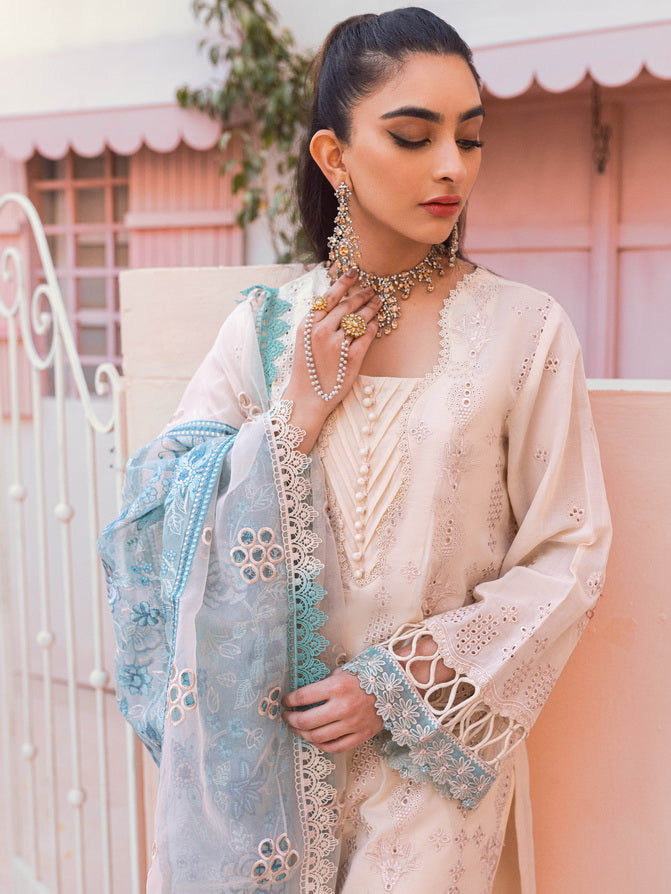 NUREH Exclusive Embroidered Swiss Lawn Unstitched 3 Piece Suit NS-82