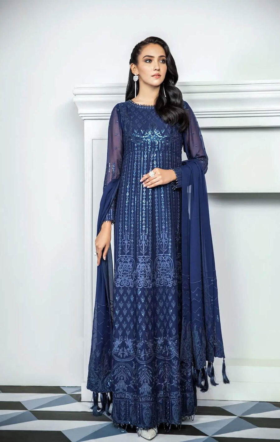 Alizeh Fashion Vol-03 Embroidered Chiffon 3Pc Suit D-03 Mahout