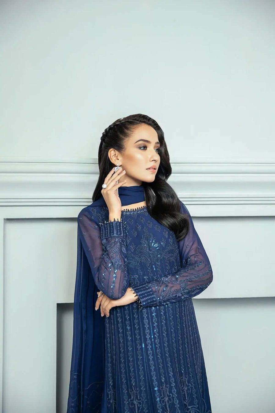 Alizeh Fashion Vol-03 Embroidered Chiffon 3Pc Suit D-03 Mahout
