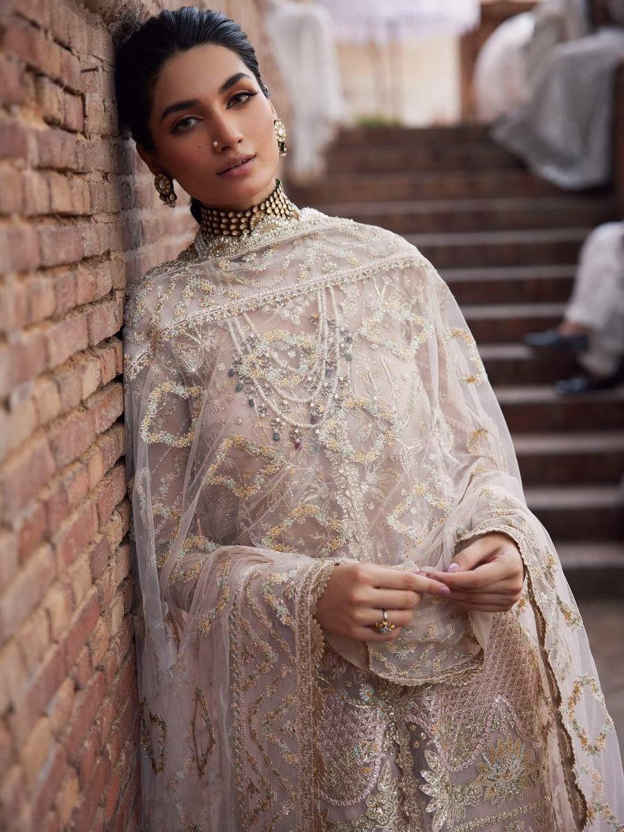 Afrozeh Dastangoi Unstitched Organza 3Pc Suit AWE-23-V1-07 MEHARBANO