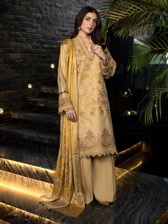ZIMAL by Humdum Unstitched Embroidered Wool 3Pc Suit ZM-04