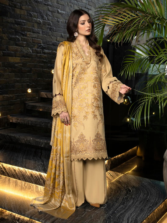 ZIMAL by Humdum Unstitched Embroidered Wool 3Pc Suit ZM-04