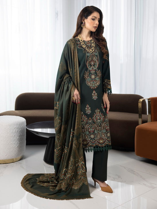 ZIMAL by Humdum Unstitched Embroidered Wool 3Pc Suit ZM-08