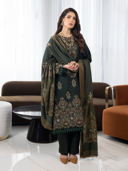 ZIMAL by Humdum Unstitched Embroidered Wool 3Pc Suit ZM-08