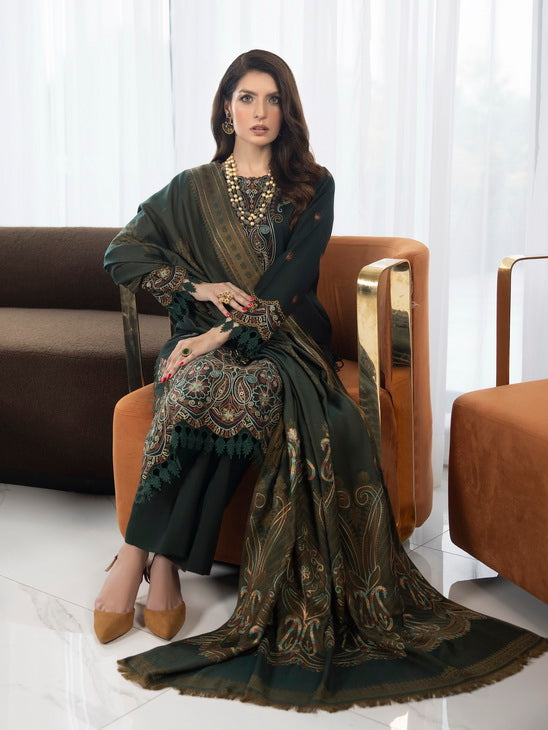 ZIMAL by Humdum Unstitched Embroidered Wool 3Pc Suit ZM-08