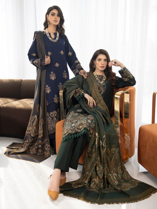 ZIMAL by Humdum Unstitched Embroidered Wool 3Pc Suit ZM-08
