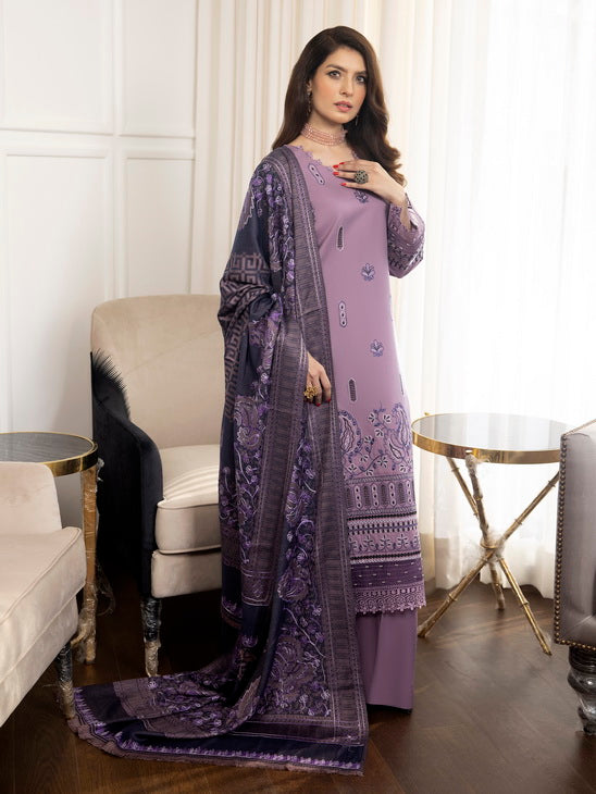 ZIMAL by Humdum Unstitched Embroidered Wool 3Pc Suit ZM-07