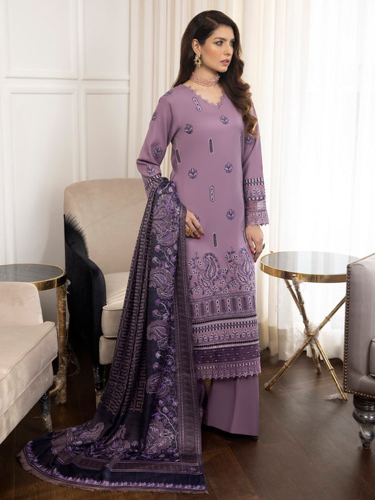 ZIMAL by Humdum Unstitched Embroidered Wool 3Pc Suit ZM-07