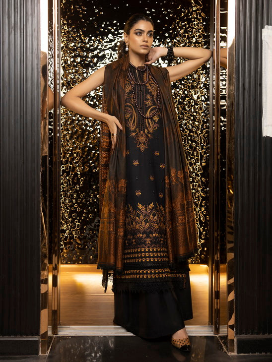 ZIMAL by Humdum Unstitched Embroidered Wool 3Pc Suit ZM-01
